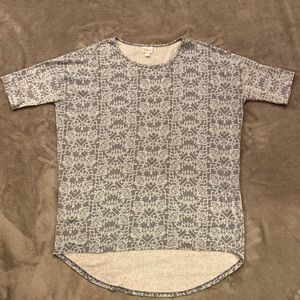 LulaRoe Irma S - Light Blue Geometric Pattern